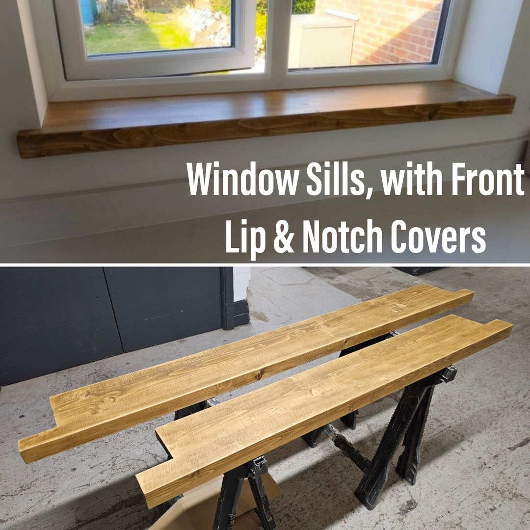 Rustic Window Sills, With Front Lip & Corner Notch Covers Window Ledge ...