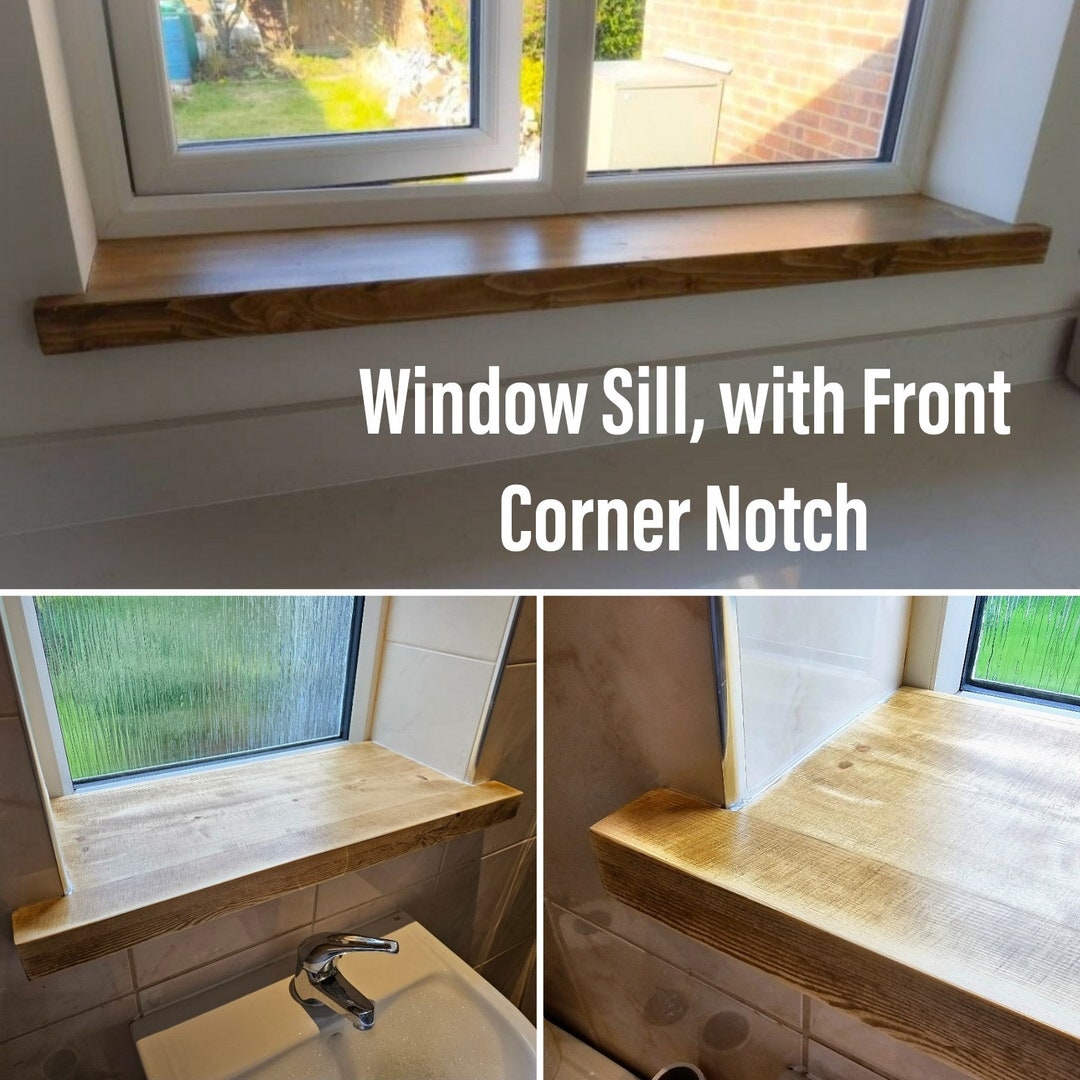 Rustic Window Sills, With Corner Notches Reclaimed Wood Window Ledge ...
