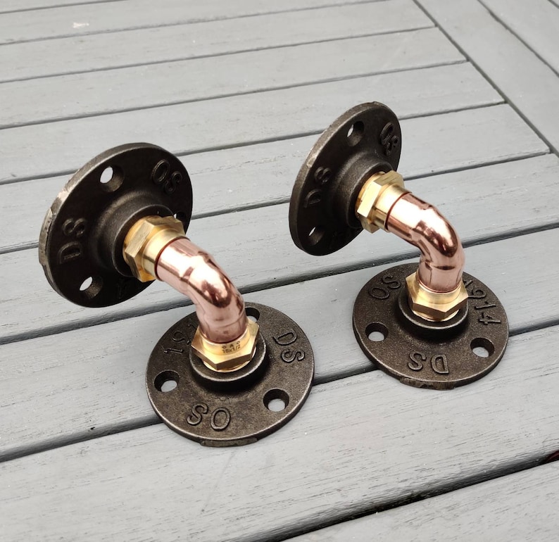 Industrial ORIGINAL Copper Pipe Shelf Brackets Etsy