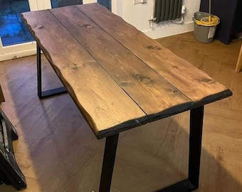 Live Edge Rustic Table/ Table, with Black Industrial Legs Reclaimed Wood Table | Workspace Furniture | Industrial Style | Home Office |