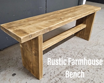 Rustic Farmhouse Bench | Reclaimed Wood Entryway Seat | Vintage Style Furniture | Wooden Bench Decor | Country Home Decor