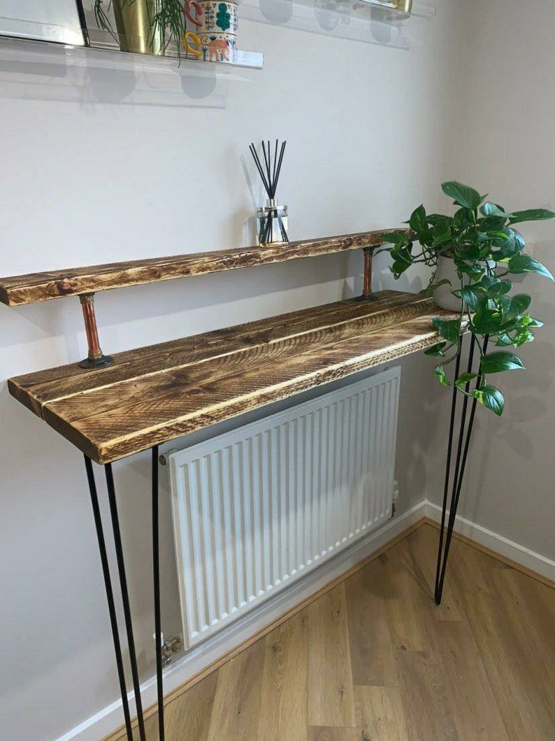 Rustic TwoTier Breakfast Bar with Steel Hairpin Legs Etsy