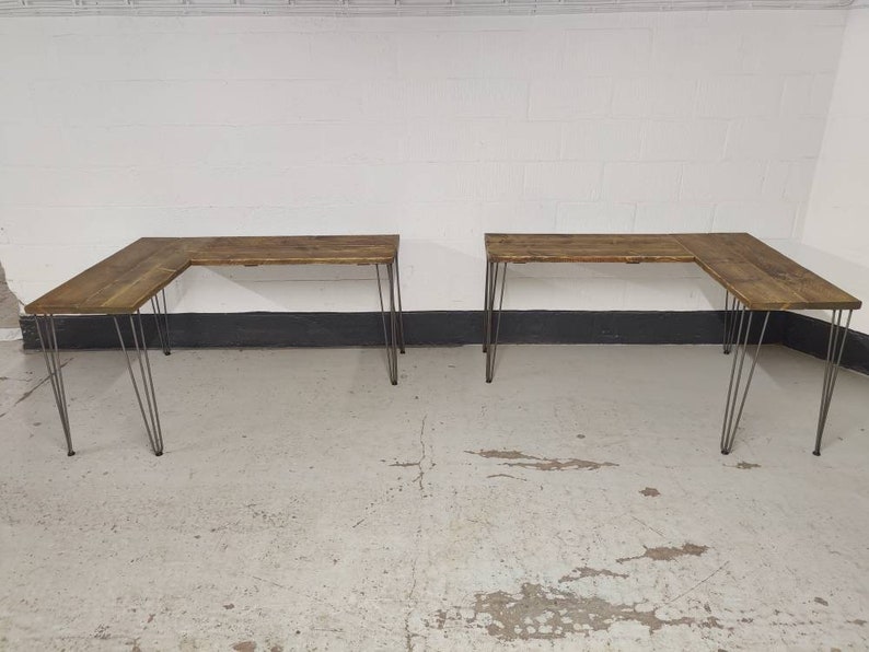 Rustic Corner Desk with Steel Hairpin Legs Etsy