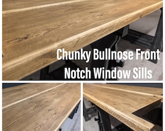 Chunky Rustic Redwood Window Sill with Front Notches