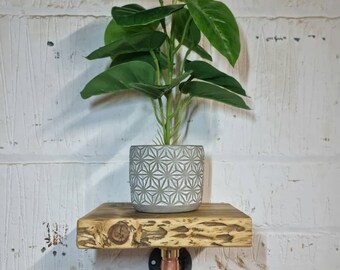 Rustic Shelf & Single Industrial Designed Copper Pipe Shelf Bracket