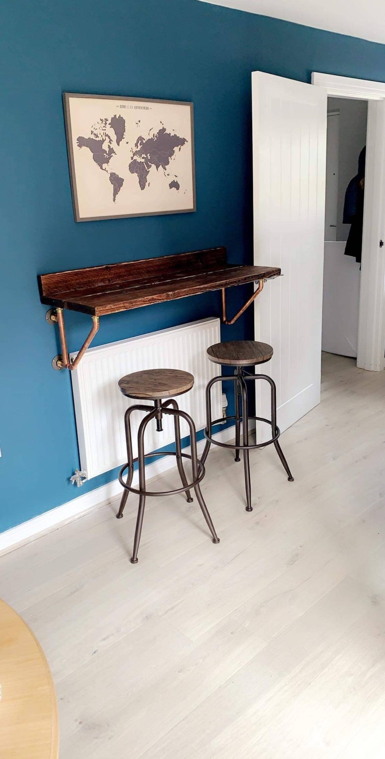 Wall Mounted Reclaimed Wood Rustic BREAKFAST BAR Supported Etsy UK