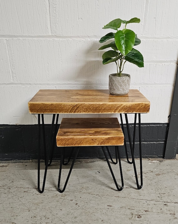 Rustic wood nest of tables discount