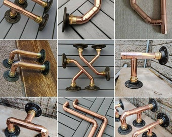 Industrial Designed Chrome & Copper Pipe Shelf Brackets