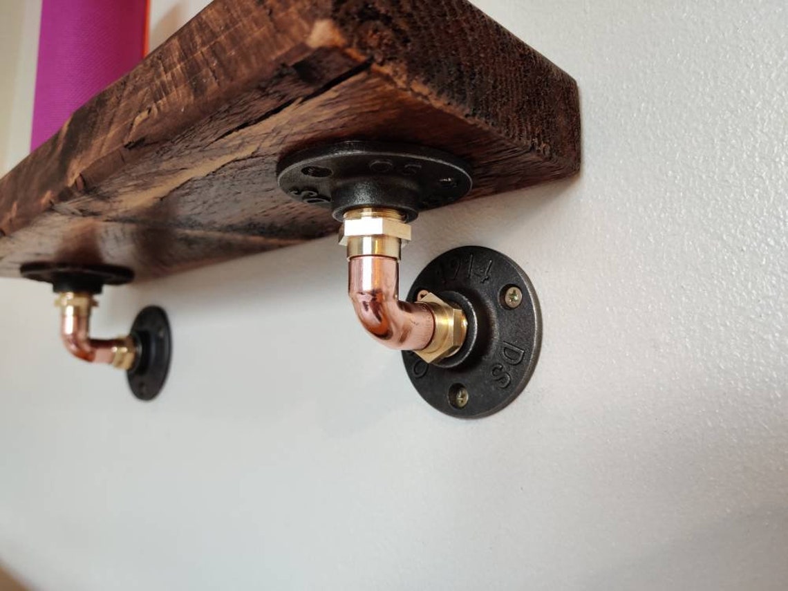 Industrial ORIGINAL Copper Pipe Shelf Brackets Etsy