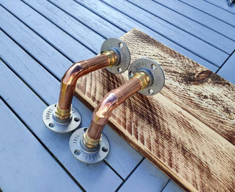 Industrial Designed Chrome & Copper Pipe Shelf Brackets Etsy Ireland