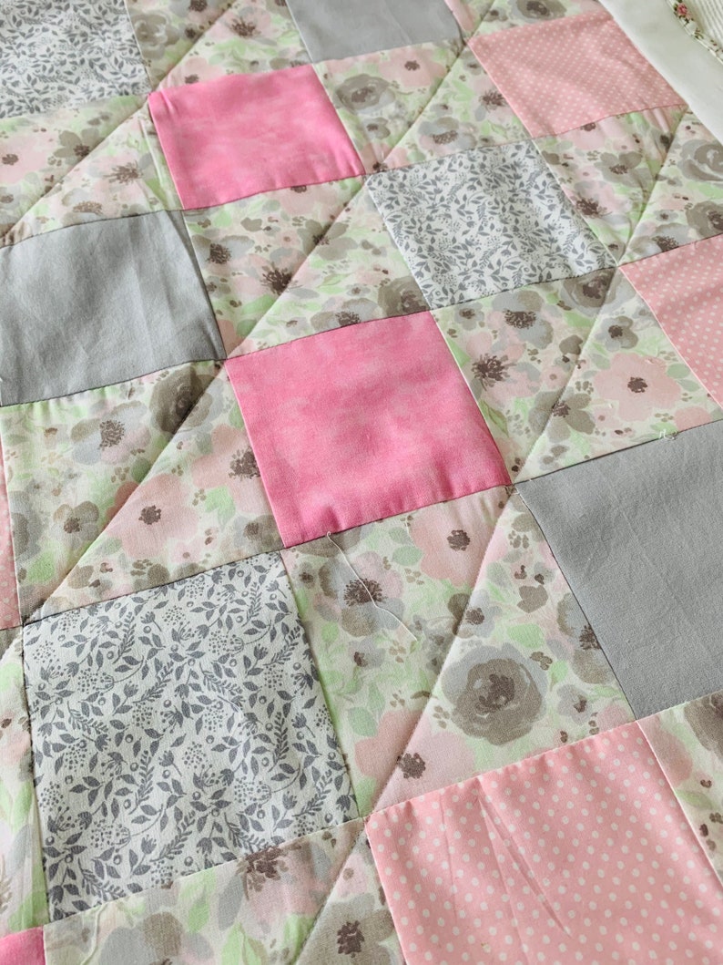 Handmade Baby patchwork cot quilt pram or playtime blanket Etsy