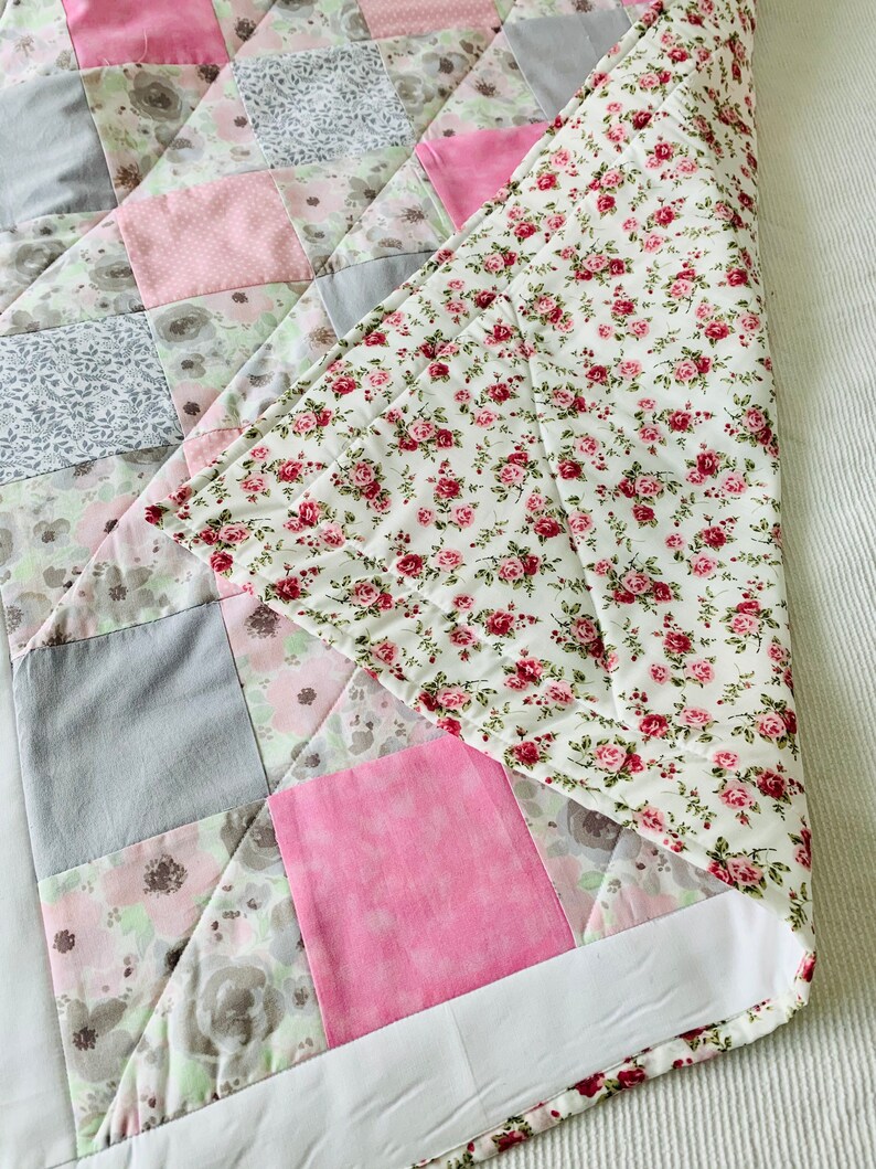 Handmade Baby patchwork cot quilt pram or playtime blanket Etsy