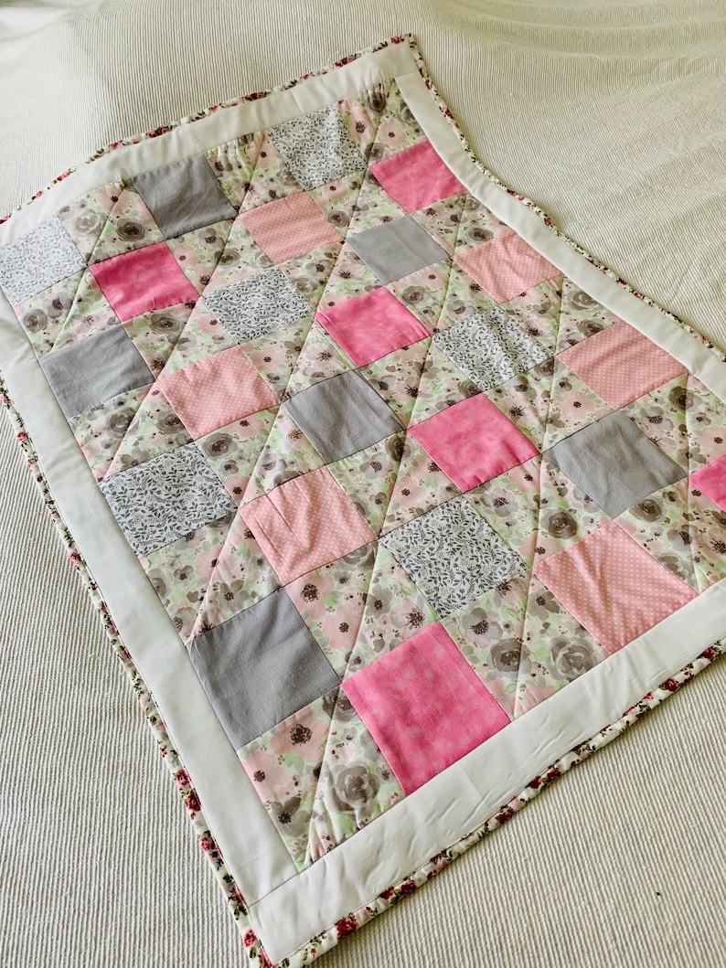 Handmade Baby patchwork cot quilt pram or playtime blanket Etsy