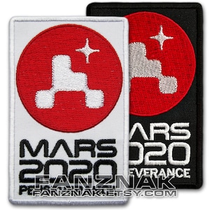 MARS 2020 Perseverance logo embroidered patch. VELCRO® Brand Hook & Loop Fastener or Iron on thermic glue