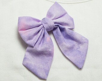 Spring Purple girl bows hair clip tie dye, Assorted Colors pigtails baby girl headband, toddler oversized bows set, large sailor bow girl