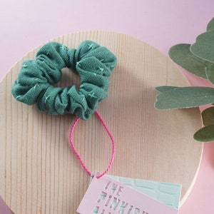 Cross stitch mint mini scrunchies set toddler, scrunchy for little girls, flower girl proposal gift, grab bag christmas stocking stuffer