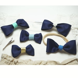 Baby Navy Blue Hair Bow - Headband hair clip bows for girls - clip bow - fall bow