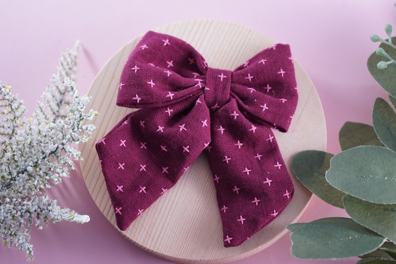 Bow on hair tie for girls fall hair accessories for girls large sailor bow for toddler on hair clip