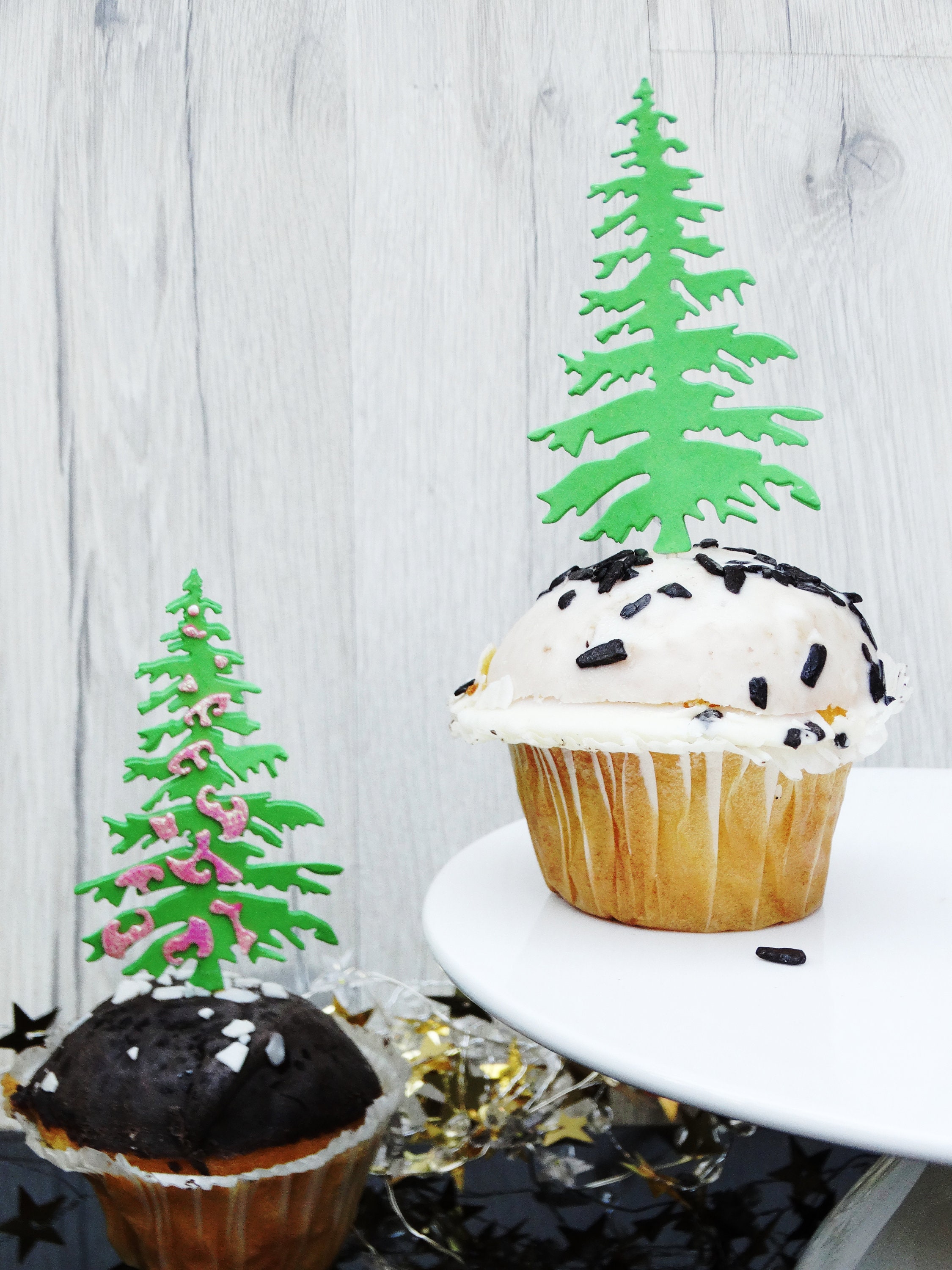 Christmas tree cupcake toppers Christmas party decoration | Etsy