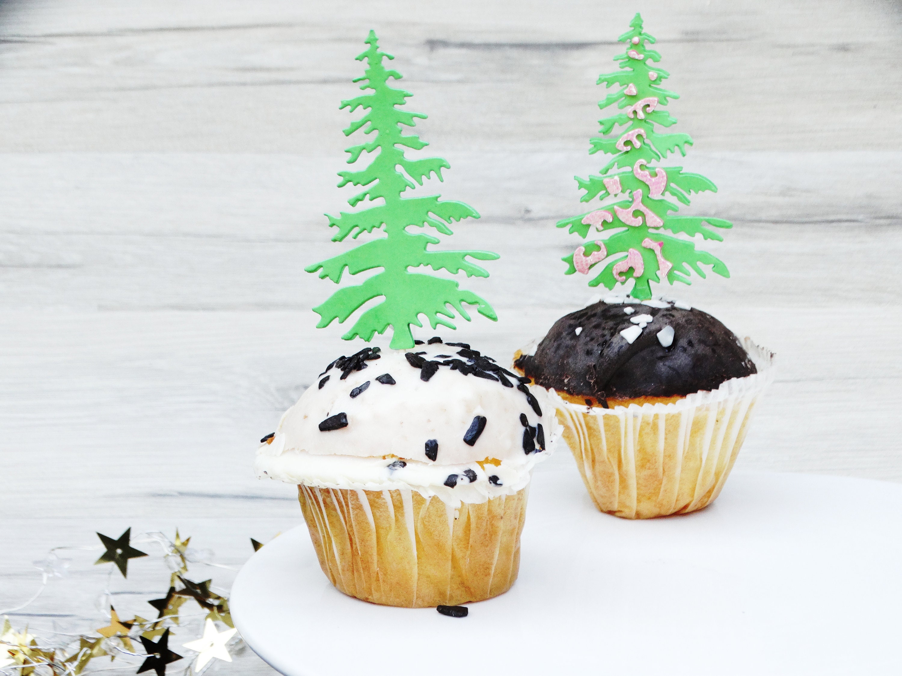 Christmas tree cupcake toppers Christmas party decoration | Etsy