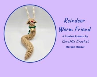 DIGITAL PDF Reindeer Worm Friend Crochet Pattern