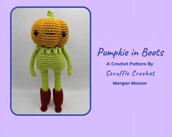 DIGITAL PDF Pumpkie in Boots Crochet Pattern