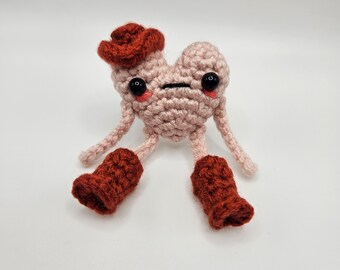 Crochet Cowboy Little Heart Guy doll (3 inches tall)