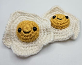Crochet Fried Egg dolls set of 2 (1 inch thick)