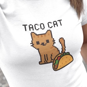 Camiseta de gato taco: divertida camiseta gráfica novedosa, regalo para amantes de los gatos