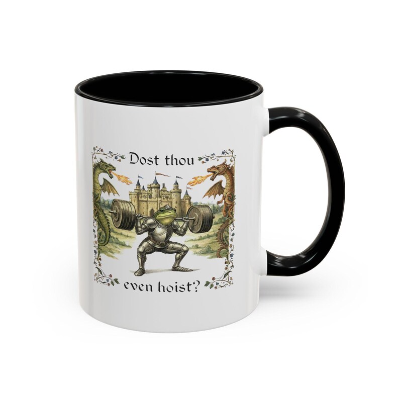 Dost Thou Even Hoist? Mug | Medieval Knight Weightlifting Coffee Mug image 4