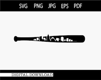 Baseball Bat with City Cutout/Instant Digital Download