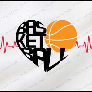 Me encanta el baloncesto / Latido del baloncesto / Baloncesto / Baloncesto Valentine /SVG /PNG /JPG/ Cricut Design Space / Descarga digital instantánea