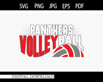 Volleyball svg | Ball svg | Panthers svg| SVG |PNG |JPG| Instant Digital Download| Includes svg letters & numbers  (#2308)