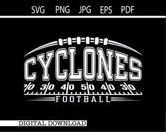 Cyclones Football SVG | Football PNG | Game Day svg | School Mascot SVG | Football Shirt Design | Cricut Cut File | Digital Download