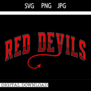 Diabos Vermelhos | Esporte de equipe |SVG |PNG |JPG| Espaço de Design Cricut | Download Digital Instantâneo