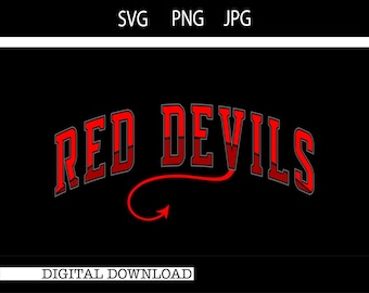 Red Devils | Team Sport |SVG |PNG |JPG| Cricut Design Space | Instant Digital Download