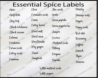 Essential Spice Labels | Pantry Organization SVG, PNG (Digital Download)