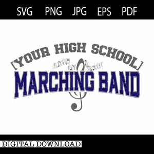 Banda Marcial SVG | Banda SVG | Ensino Médio SVG | Mascote SVG | png, jpg | Personalização para Download Digital Instantâneo Disponível #2301