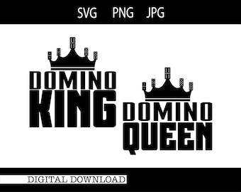 Domino King svg,Domino Queen svg,  Dominos svg, King svg, Queen svg ,Digital Download, SVG, PNG, JPG #23163