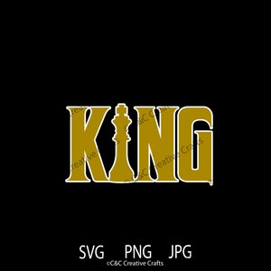Roi avec pièce d'échecs svg | Svg d'échecs | SVG |PNG |JPG| Sublimation | Téléchargement numérique instantané