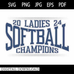 Campeãs de softball feminino | Esporte de equipe |SVG |PNG |JPG| Espaço de Design Cricut | Download Digital Instantâneo