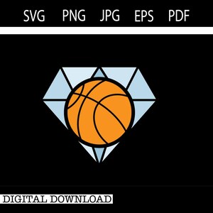 Diamond Basketball |Basketball SVG | Sports Team SVG | Sparkle SVG | Cricut Design Space | Download digital instantâneo #23514