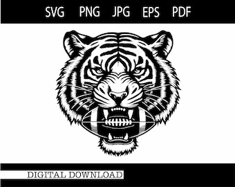 Tiger svg| Football svg | Mascot svg | Animal svg Digital Download, SVG, PNG, JPG, EPs #23301