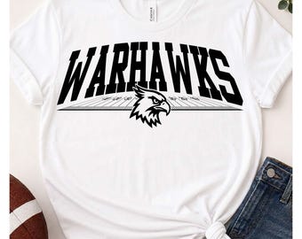 Warhawks Team Mascot Football SVG, Sports Field, Team Spirit Design, Football Shirt Design, School Sports SVG, PNG Digital Download #24016