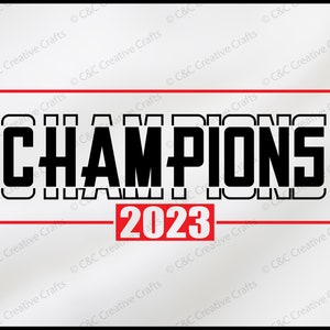 Campeões 2023| Equipe Esportiva |SVG |PNG |JPG| Espaço de Design Cricut | Download Digital Instantâneo