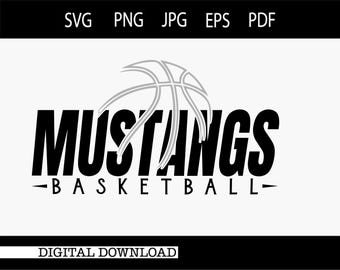 Mustangs Basketball Instant Digital Download/Mascot Basketball