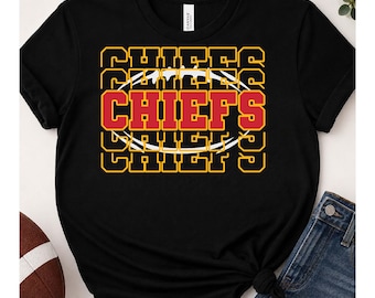 Lettere impilate dei Chiefs Football in formato SVG / Download digitale in formato PNG di Kansas City