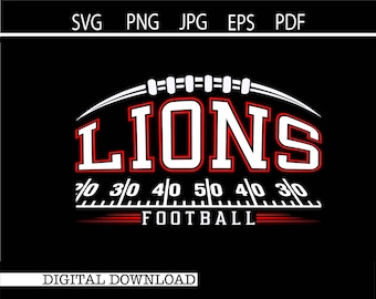 Lions Football | Football Design | Digital Download | Old Gold Outline |Customization Available #23511
