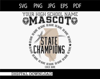 State Basketball Champions Team Roster / Free Customization / Made to Order / Digital Download