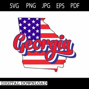 Georgia Stars and Stripes Sublimation| Georgia with United States Flag | GA Independence Day |PNG |JPG | Instant Digital Download